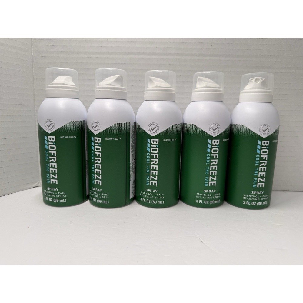 5 New BIOFREEZE COOL THE PAIN FAST ACTING MENTHOL PAIN RELIEF SPRAY